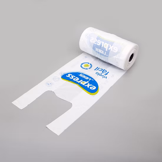 Automatic High Speed PE Nylon Poly Plastic Disposable T-Shirt Flat Bag on Roll Garbage Bag with Core Protection Package Bag Good Quality Shopping Making Machine